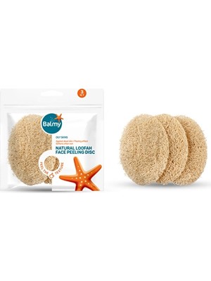 Balmy Doğal Kabak Peeling Diski 3'lü Set %100 Doğal Lif ile Ciltteki Sivilce Temizleme