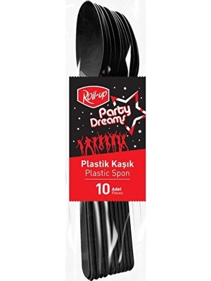 3 Adet Roll-Up Party Dreams Kaşık Siyah 10'lu