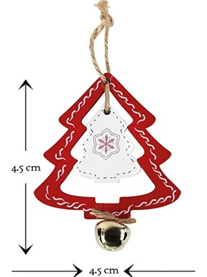 4 Adet Assersan Waldern Kırmızı Ahşap Çam Ağacı Süsü 4.5 Cm*4.5 cm