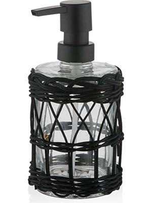 4 Adet   The Mia Rattan Cam Sıvı Sabunluk Siyah 330 cc