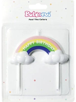 3 Adet Balonevi Gökkuşağı Şekilli Happy Birthday Mum