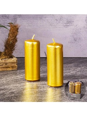 4 Adet   Tohana Altın Mum 2'li 10X4 cm