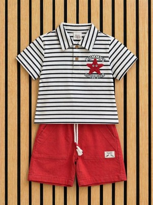 NerKids Erkek Çocuk Çizgili Şort Takım