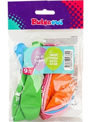 4 Adet Balonevi Doğum Günü Baskılı Balon 9'lu