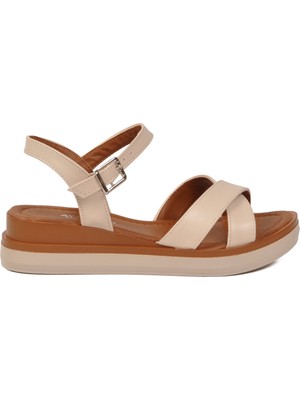 Ayakmod Bej Hafif Slingback Kadın Sandalet 335332 Z