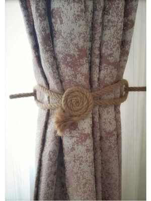 Özgürce Fon Perde Aksesuarı Spiral Jüt Halat ile Şık Dekorasyon