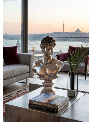 Mirsa Global Modern Dekoratif Biblo –  Gümüş  David/ Davut Heykeli, Salon Konsol & Sehpa Üstü Şık Ev Dekorasyonu, Lüks Ofis Aksesuarı