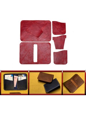 Özgürce Kendin Yap Dikey Erkek Cüzdan Parça Deri Hazır Kesim Seti