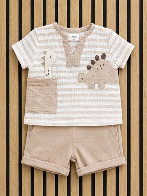 NerKids Erkek Çocuk Nakışlı Müslin Takım