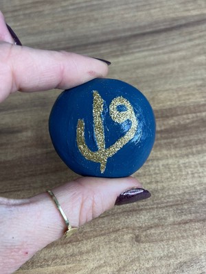 Özgürce Elif Vav Tasarımlı El Yapımı Altın Simli Seramik Porselen Süs