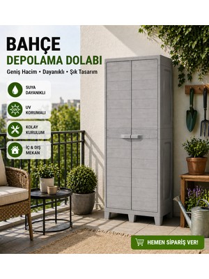 Csb Store Bahçe Balkon Için 4 Raflı Plastik Dolap 78X46X182 cm Suya Dayanıklı