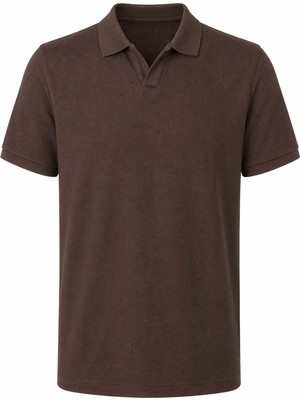 Trender Waffle Kahverengi Erkek Polo Yaka T-Shirt 2645