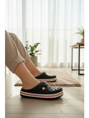 Enoch Kadın Şerit Detaylı Konforlu Platform Tabanlı Günlük Sabo Terlik