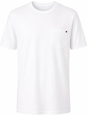 Trender Flamlı Cepli Sıfır Yaka Ekru Erkek T-Shirt 2000