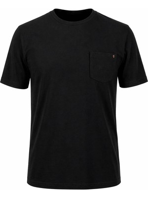 Trender Flamlı Cepli Sıfır Yaka Siyah Erkek T-Shirt 2000