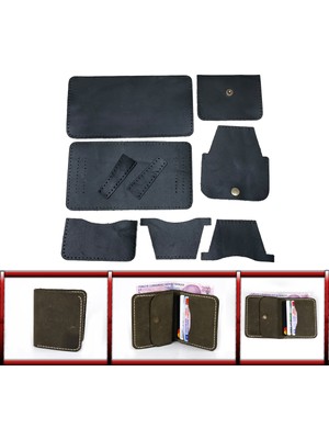 Özgürce Kendi Kendine Yapılabilir Deri Bifold Cüzdan Seti, Hobi Için Uygun