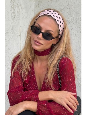 Bahels Kadın Pembe Renk Puantiyeli Saç Bandı, Bandana