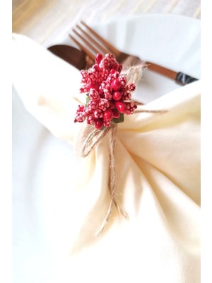 Özgürce 6'lı Ahşap Çiçekli Peçete Yüzüğü Seti, Doğal ve Şık Tasarım