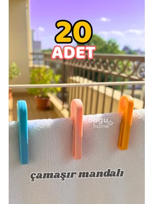 Özgürce Rüzgar Geçirmez Çamaşır Mandalı 20'li Renkli ve Yaysız Paket