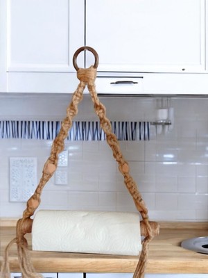 Özgürce Jüt Ip ve Ahşap Boncuklu Şık Kağıt Havluluk ve Peçetelik Seti