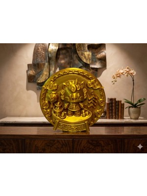 Freya Feng Shui Altın Para Kedisi Tablo Şans, Para ve Bereket Çekim Objesi