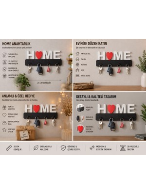 3D Boyuthane Home Duvar Anahtarlık Askılığı – 25 cm