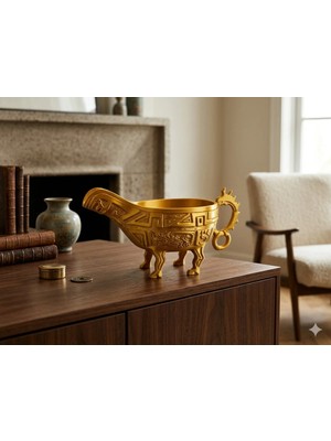 Freya Feng Shui Antik Altın Bereket Kabı Para ve Zenginlik Enerji Objesi