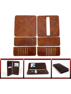 Özgürce Kendi Kendine Yap 12 Kartlı Hakiki Deri Cüzdan ve Telefon Kılıfı Seti