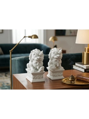 Freya Feng Shui Koruyucu Aslan Heykeli (Çift) – Negatif Enerji Kalkanı ve Güç Sembolü