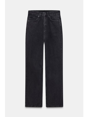Saade Antrasit Kadın Yüksek Bel Mary Vintage Straight Fit Jean Pantolon