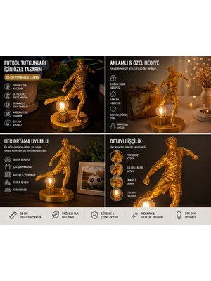 3D Boyuthane Futbolcu Figürlü Masa Lambası – 25 cm – E14 Duy Uyumlu