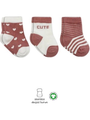 Nacario Mey Ithalat®   3'lü Penye Cute Stars Soket Çorap BS10115 Pudra