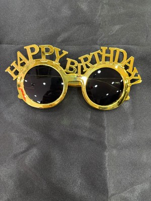 Parti Sürprizi Gold Renk Happy Birthday Eğlenceli Parti Gözlüğü