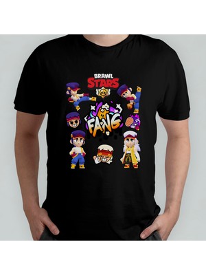 Pixxa Brawl Stars Fang Unisex %100 Pamuklu Bisiklet Yaka T-Shirt Model 1