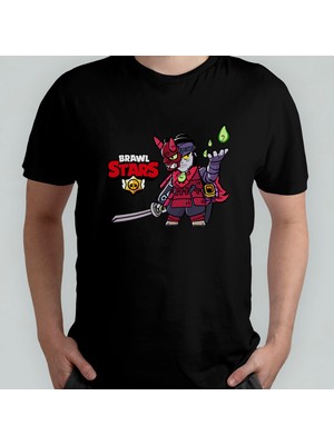 Pixxa Brawl Stars Kenji Unisex %100 Pamuklu Bisiklet Yaka T-Shirt Model 4