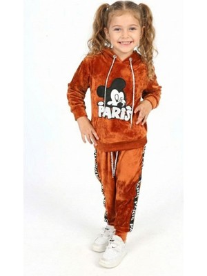Mj Kids Ikili Kapüşonlu Kadife Kız Çocuğu Eşofman Takımı