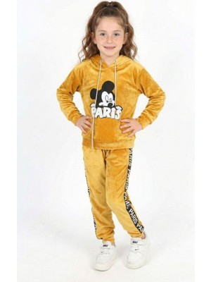 Mj Kids Ikili Kapüşonlu Kadife Kız Çocuğu Eşofman Takımı