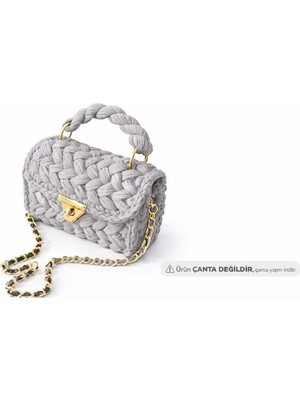 Özgürce Penye Ipli Kanvas Çanta Yapım Seti - Gold Zincirli ve Kilitli, Kendin Yap