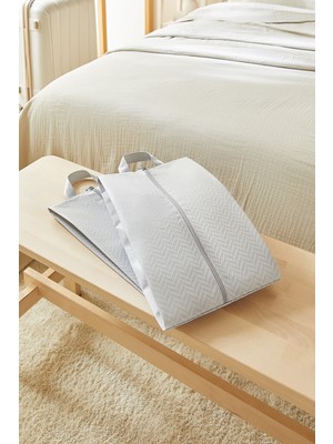 Ocean Home Textile 2'li Gri Balıksırtı Ayakkabı Düzenleyici Taşıma Çantası Seti 22 x 40 x 9 cm