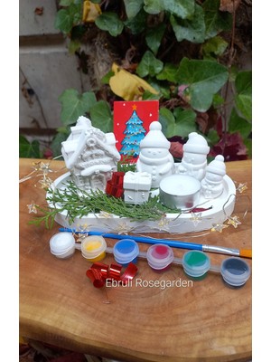 Özgürce Kardan Adam Ailesi Beton Boyama Seti, Kendin Yap Yılbaşı Hediye Seti