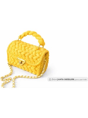 Özgürce Penye Ipli Kanvas Çanta Yapım Seti, Gold Zincirli, Kilitli, Kendin Yap (Dıy)