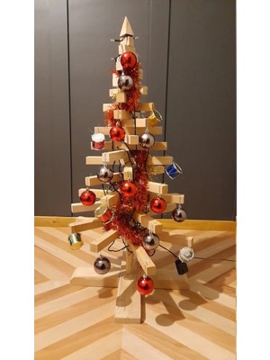 Özgürce Ahşap Yeni Yıl Ağacı, Noel Dekoru, Şık ve Doğal Tasarım