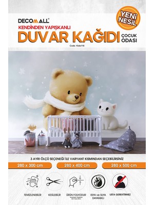 Özgürce Renkli Çocuk Odası Duvar Kağıdı, Kendinden Yapışkanlı, Eğlenceli Tasarım