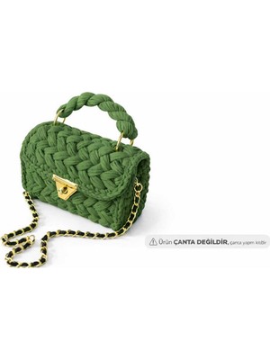 Özgürce Penye Ipli Kanvas Çanta Yapım Seti, Gold Zincirli ve Kilitli Kendin Yap Kiti