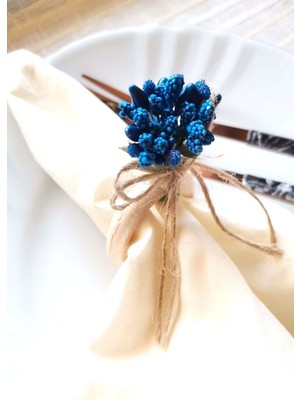 Özgürce 6'lı Doğal Ahşap Çiçekli Peçete Yüzüğü Seti