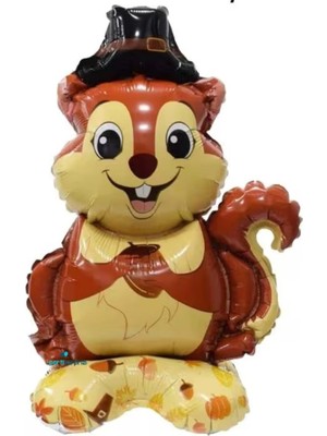 Parti Sürprizi Şapkalı Sincap Ayaklı Folyo Balon 1 Adet