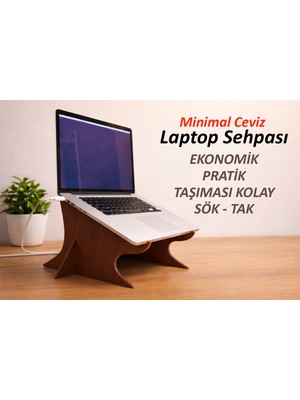 Özgürce Şık ve Minimal Ceviz Ahşap Laptop Sehpası, Modern ve Kullanışlı Tasarım