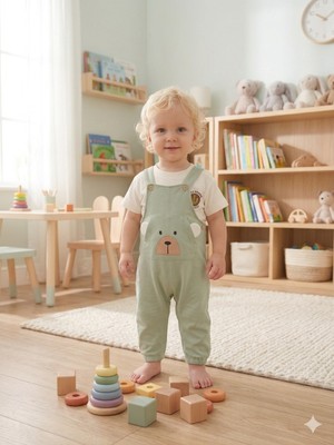 Oryeda Ayıcık Salopet Çocuk Bebek Yeşil