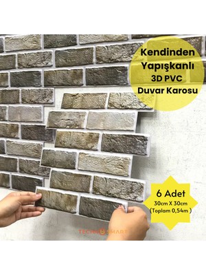 Özgürce 30X30CM 6'lı 3D Kendinden Yapışkanlı Duvar Kağıdı Kaplama Seti
