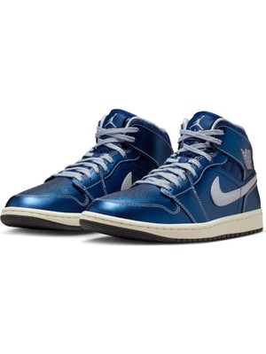 Nike Air Jordan 1 Mid Se 'metallic Blue' Kad谋n Basketbol Ayakkab谋s谋 (Dar Kal谋pt谋r 1 Beden B眉y眉k Al谋n谋z)